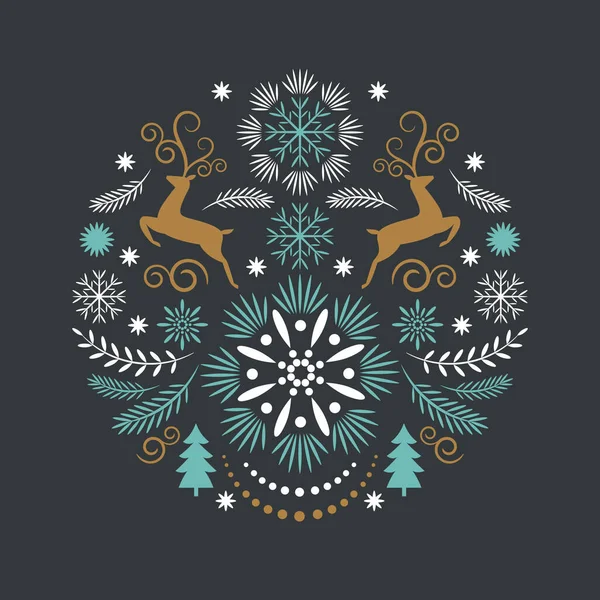 Carte Noël Avec Cerf Illustration Vectorielle — Image vectorielle