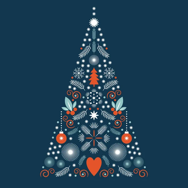 Christmas Tree Red Blue Colors — Stock Vector