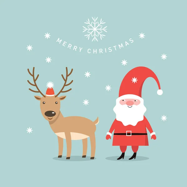 Santa Claus Con Sombrero Navidad Diseño Ilustración Vectores Renos — Archivo Imágenes Vectoriales
