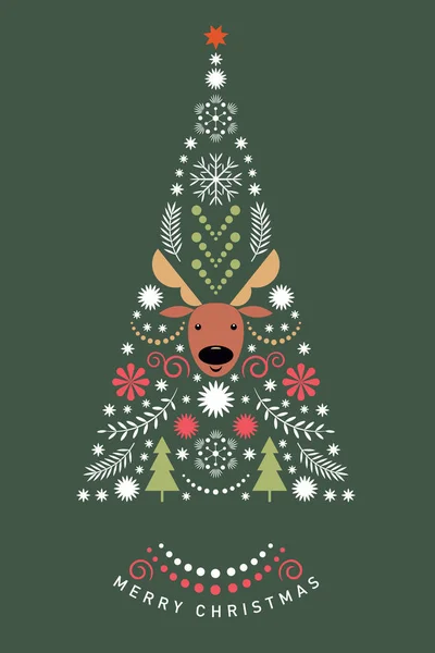 圣诞贺卡 附有鹿 — 图库矢量图片