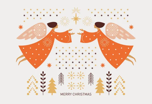 Christmas Card Birds Vector Illustration — Stock Vector