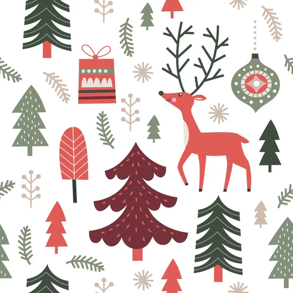 Árbol Navidad Con Abetos Vector Ilustración — Vector de stock