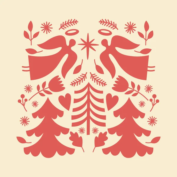 Carte Noël Avec Des Éléments Floraux — Image vectorielle