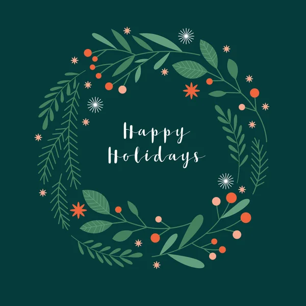 Christmas Wreath Greeting Card — Stock Vector