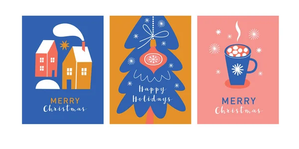 Conjunto Banners Xmas Ilustração Inverno — Vetor de Stock