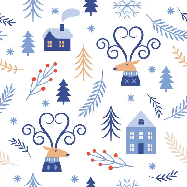 Seamless Christmas New Year Pattern — Stock Vector