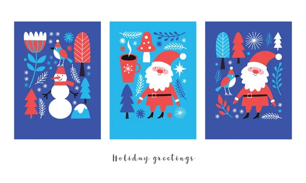 Conjunto Banderas Navidad Ilustraciones Invierno Gráficos vectoriales