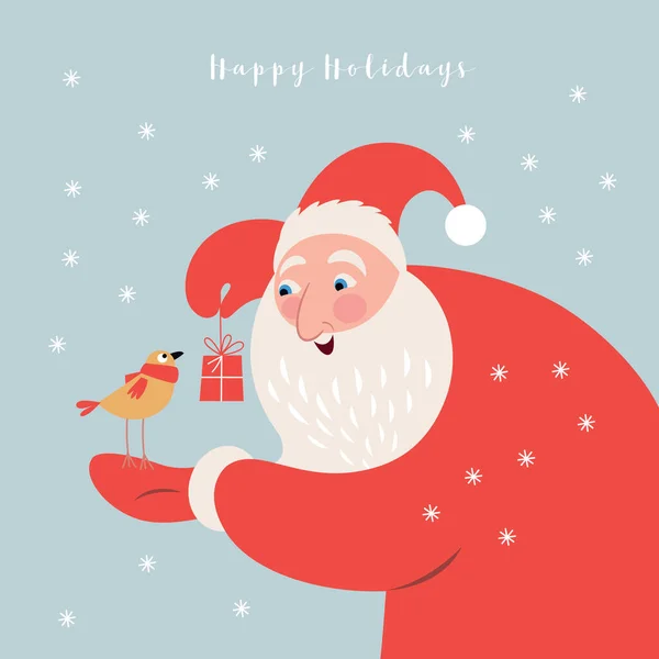 Ilustración Navidad Papá Noel Regala Pajarito Ilustraciones De Stock Sin Royalties Gratis