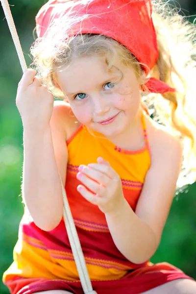 Portrait of little girl outdoors in summer — Stock Photo, Image