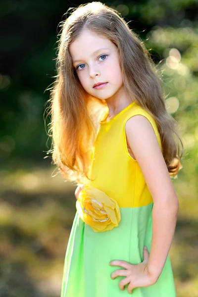 Portrait de petite fille en plein air en été — Photo