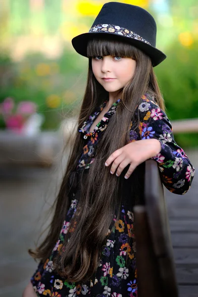 Portrait of a beautiful fashion little girl — Stock Photo, Image