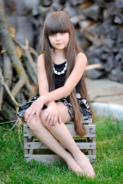 Portrait of a beautiful fashion little girl — Stock Photo, Image