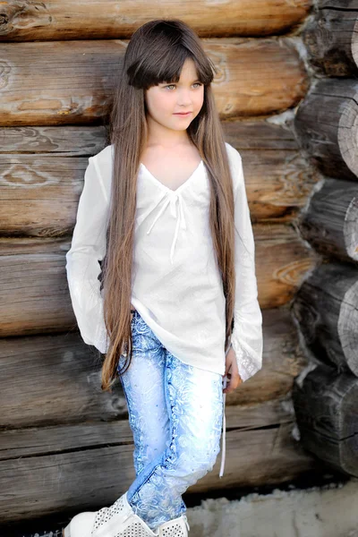 Portrait of a beautiful fashion little girl — Stock Photo, Image