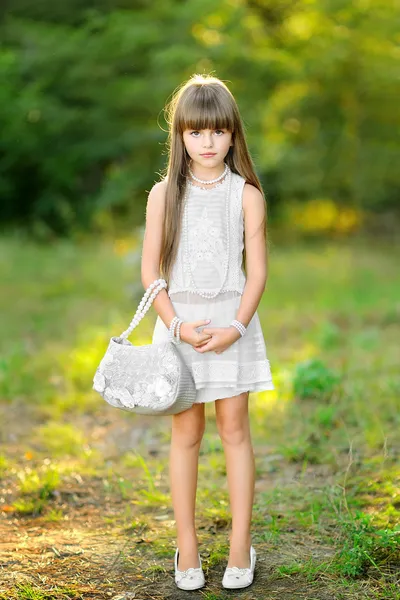 Porträt eines schönen kleinen brünetten Mädchens — Stockfoto
