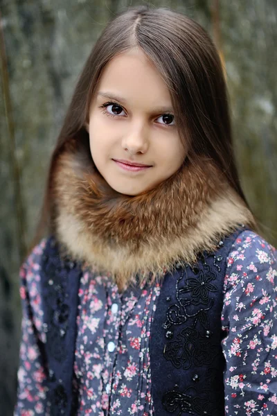 Portrait of a beautiful little brunette girl Stock Photo by ...
