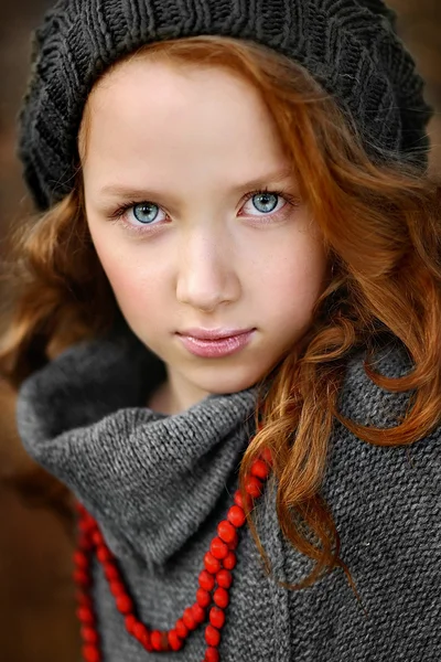 Portrait of a beautiful little redhead girl — Stock Photo, Image