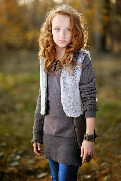 Portrait of a beautiful little redhead girl — Stock Photo, Image