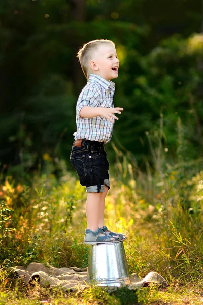 Portrait of little stylish boy outdoors — Stock Photo, Image