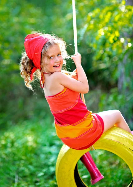 Portrait of little girl outdoors in summer — Stock Photo, Image