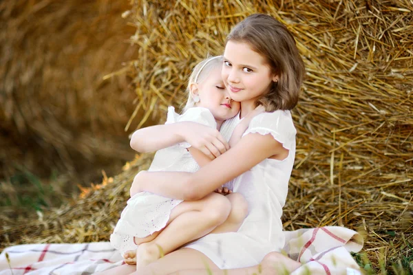 Retrato de dos hermanas felices en la naturaleza —  Fotos de Stock