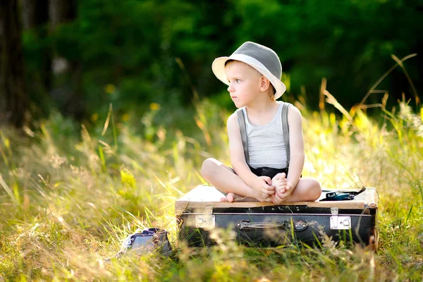 Portrait of little stylish boy outdoors — Stock Photo, Image