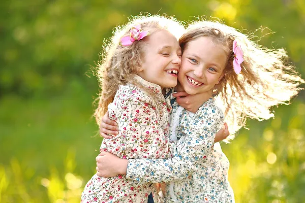 Portrait of two little girls twins — Stock Photo, Image