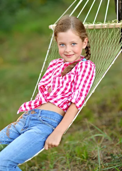 Portrait of a girl on vacation in summer camp — Stock Photo, Image
