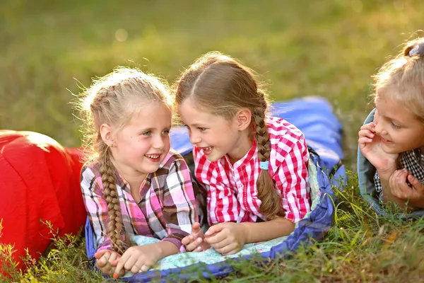 Portrait of girlfriends summer camp — Stock Photo, Image