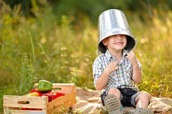 Portrait of a boy on vacation in summer camp — Stock Photo, Image