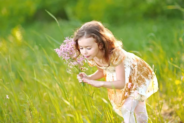Портрет маленької дівчинки на відкритому повітрі влітку — стокове фото