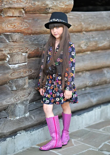 Portrait of a beautiful fashion little girl — Stock Photo, Image