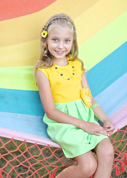 Portrait of little girl outdoors in summer — Stock Photo, Image