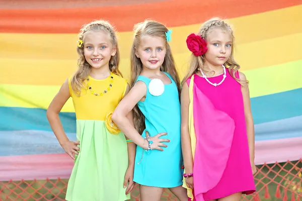 Portrait of three little girls in summer — Stock Photo, Image