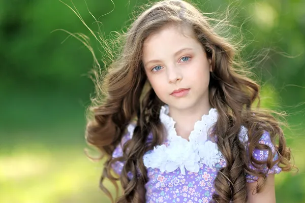 Portrait of a beautiful fashion little girl — Stock Photo, Image