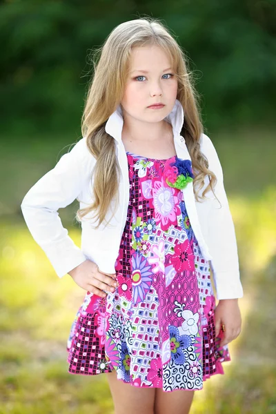 Portrait of a beautiful fashion little girl — Stock Photo, Image