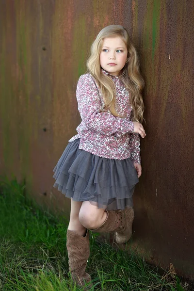 Portrait of a beautiful fashion little girl — Stock Photo, Image