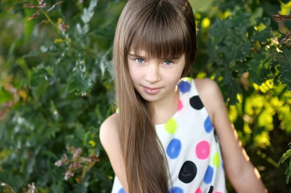 Portrait of little girl outdoors in summer — Stock Photo, Image