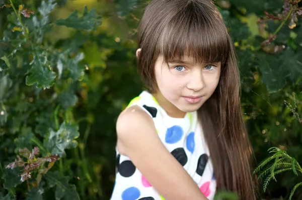 Portrait de petite fille en plein air en été — Photo