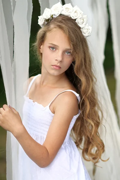 Portrait of a beautiful fashion little girl — Stock Photo, Image