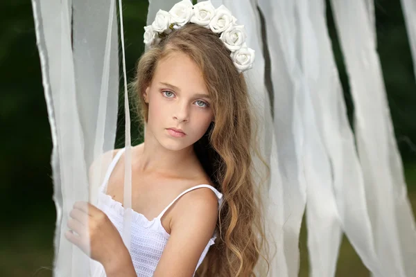 Portrait of a beautiful fashion little girl — Stock Photo, Image