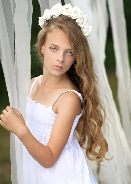 Portrait of a beautiful fashion little girl — Stock Photo, Image