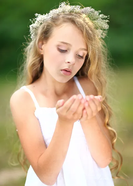 Portrait of a beautiful fashion little girl — Stock Photo, Image