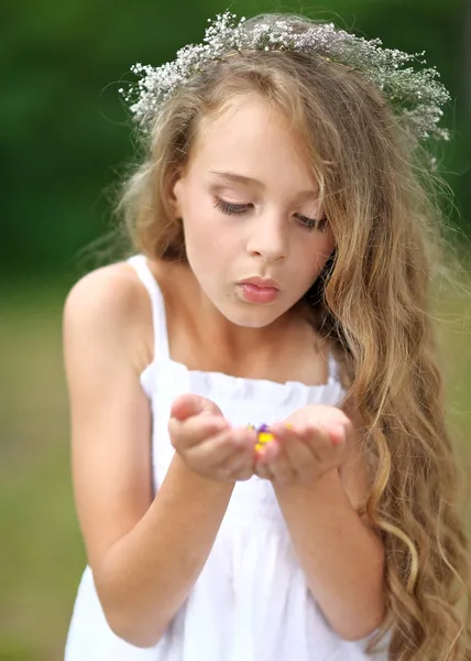 Portrait of a beautiful fashion little girl — Stock Photo, Image