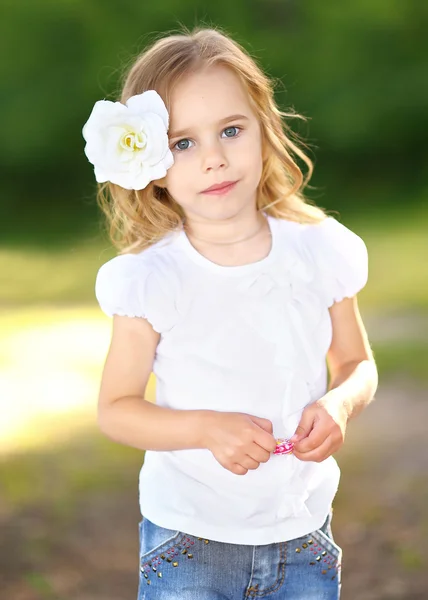 Portrait of a beautiful fashion little girl — Stock Photo, Image