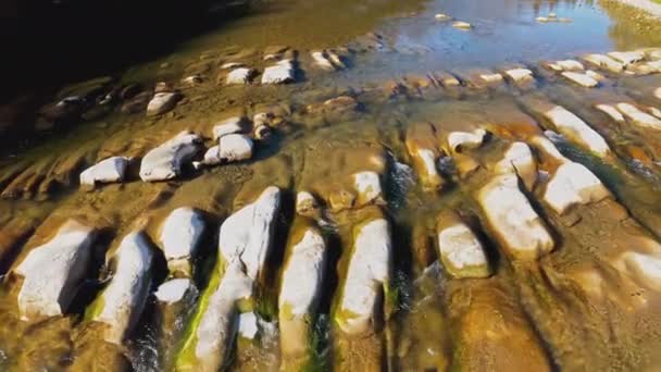 Volar sobre los rápidos del río, video de drones en tiempo real — Vídeo de stock