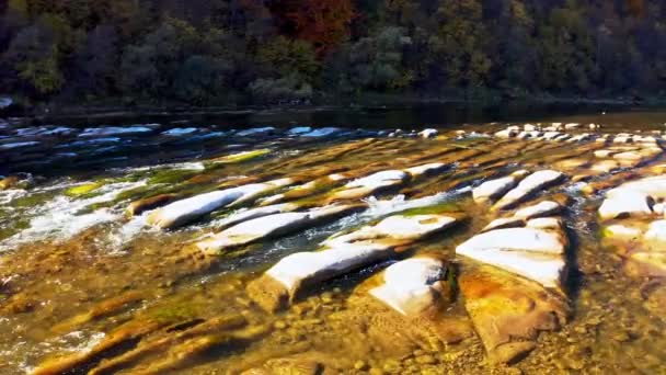 Volar sobre los rápidos del río, video de drones en tiempo real — Vídeos de Stock