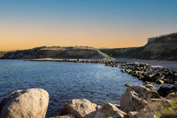 Tranquillo Paesaggio Balneare Bulgaro Con Tranquillo Blu Riflettente Mar Nero — Foto Stock