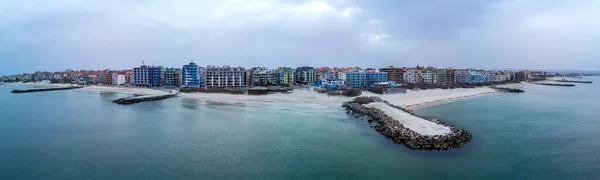 Panoramic Bird Eye View Small Ancient Resort Town Pomorie Old — стоковое фото