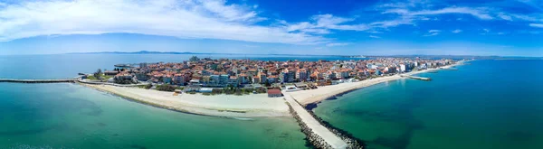 Panoramic Bird Eye View Small Ancient Resort Town Pomorie Old — Stock Photo, Image