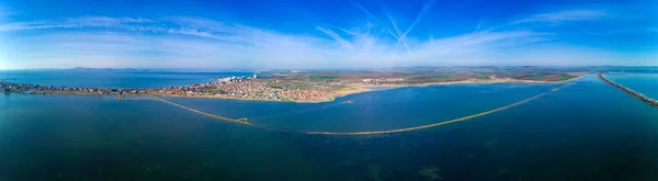 Vista Panorâmica Olho Pássaro Sobre Pequena Cidade Antiga Resort Pomorie — Fotografia de Stock